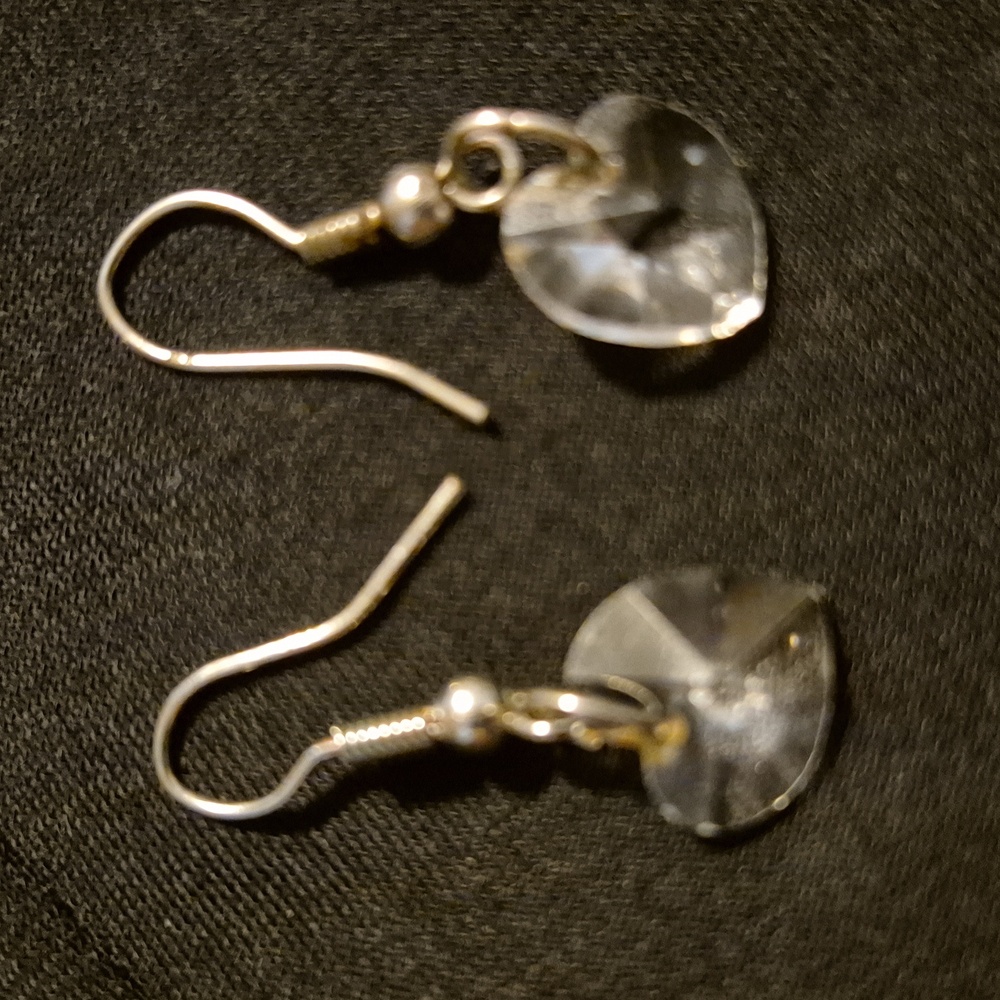 Dainty Clear Glass Heart Earrings